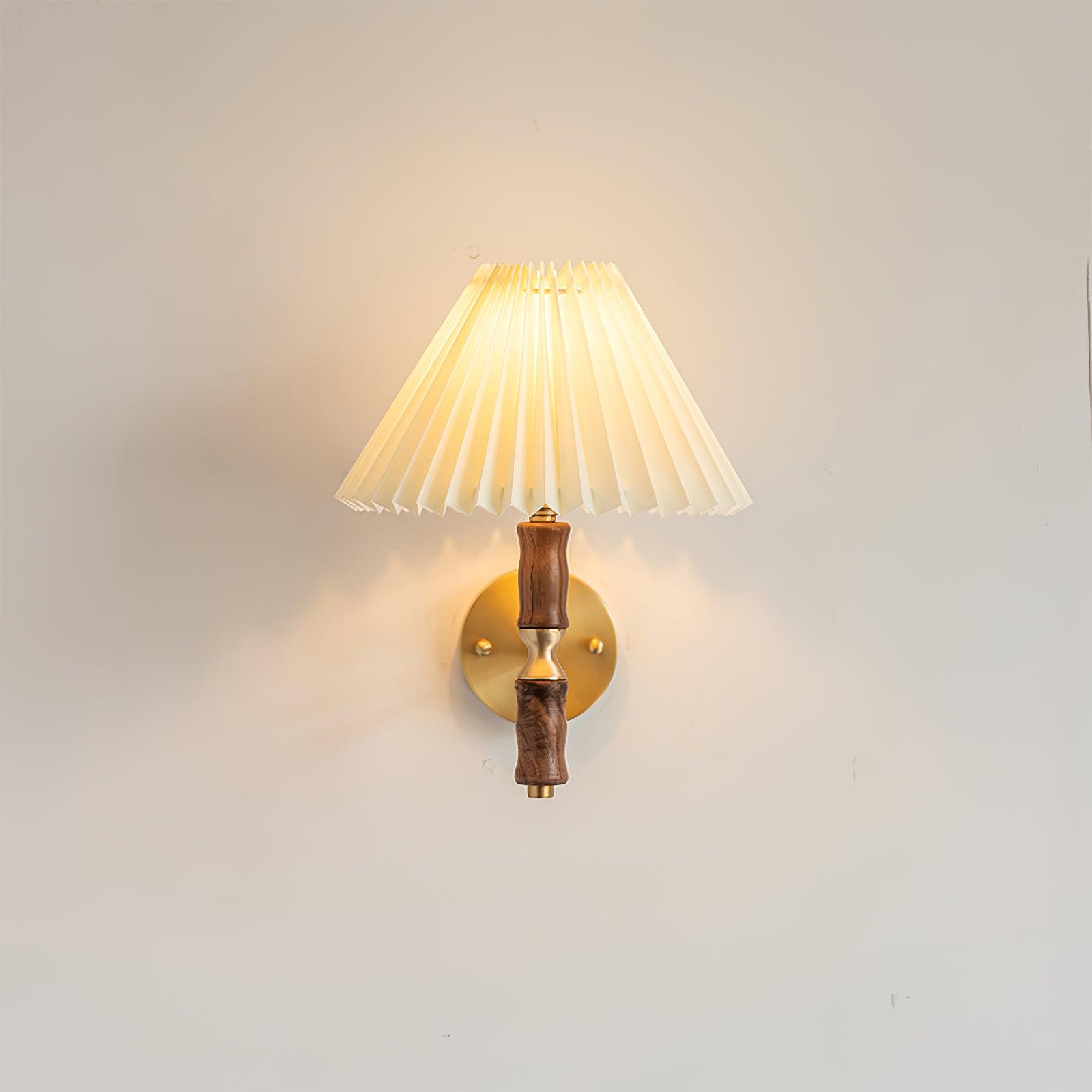 Liroxen Vintage Industrial Pleated Walnut Fabric Wall Light-Neutral Decor