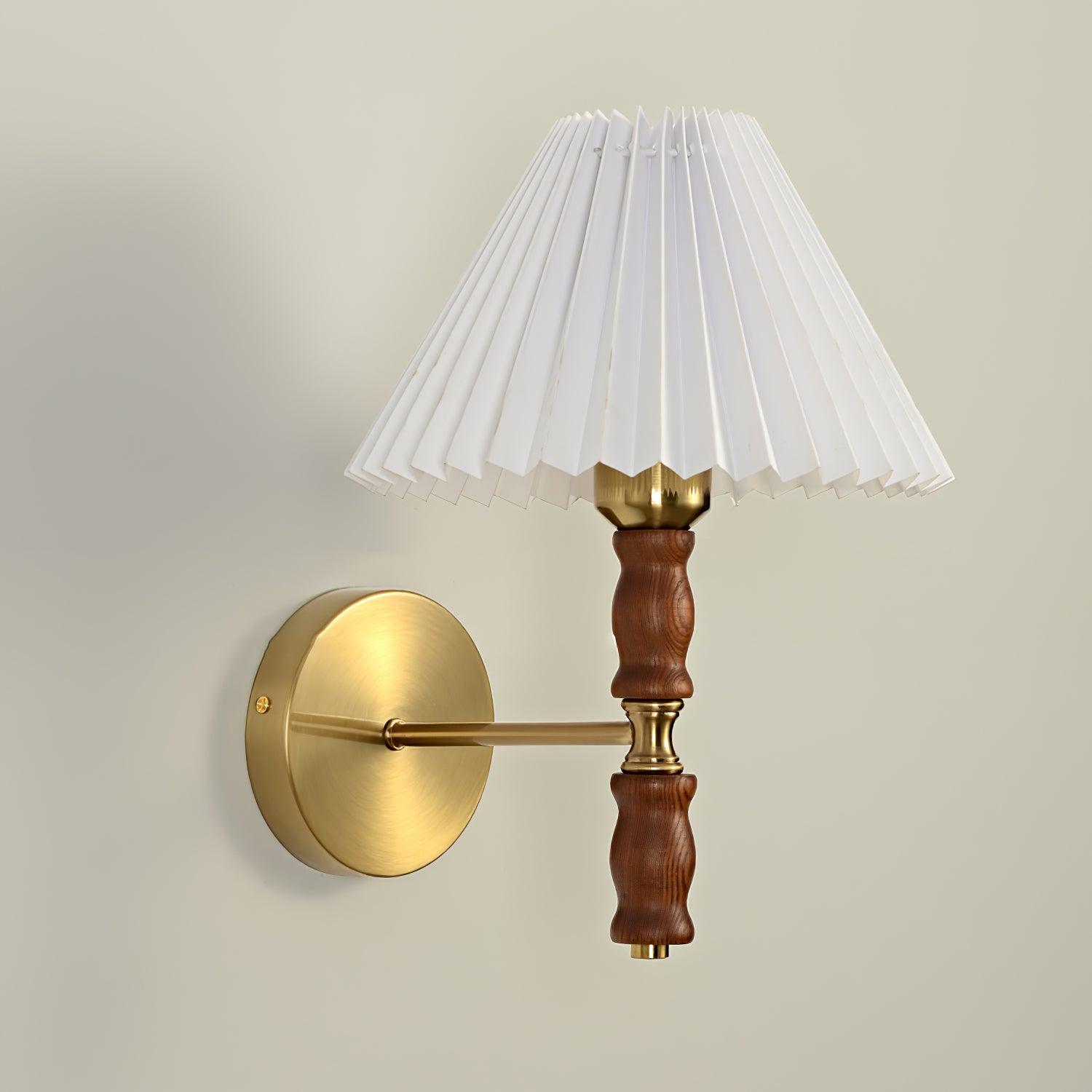 Liroxen Vintage Industrial Pleated Walnut Fabric Wall Light-Neutral Decor