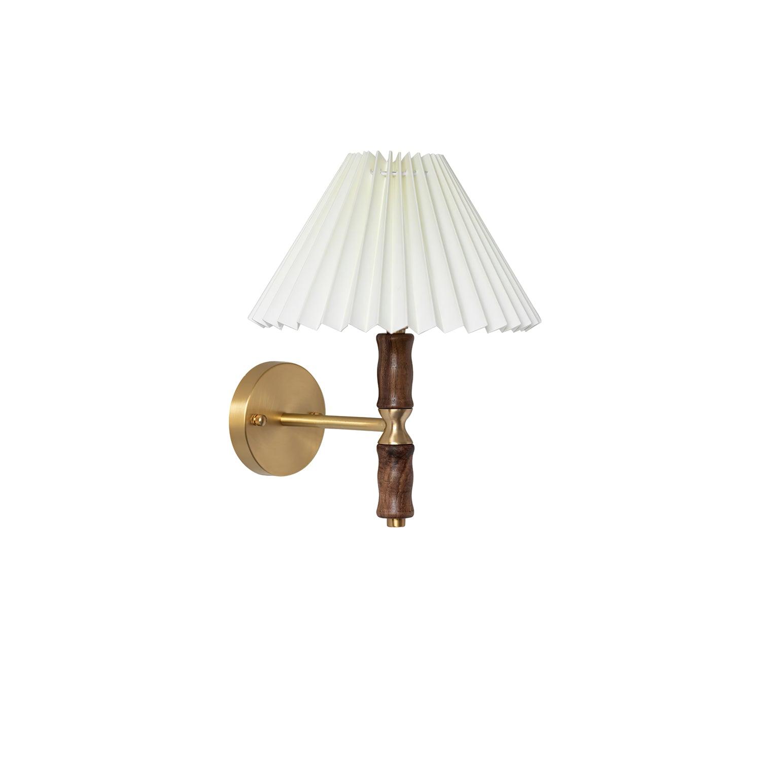 Liroxen Vintage Industrial Pleated Walnut Fabric Wall Light-Neutral Decor