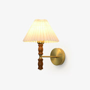 Liroxen Vintage Industrial Pleated Walnut Fabric Wall Light-Neutral Decor