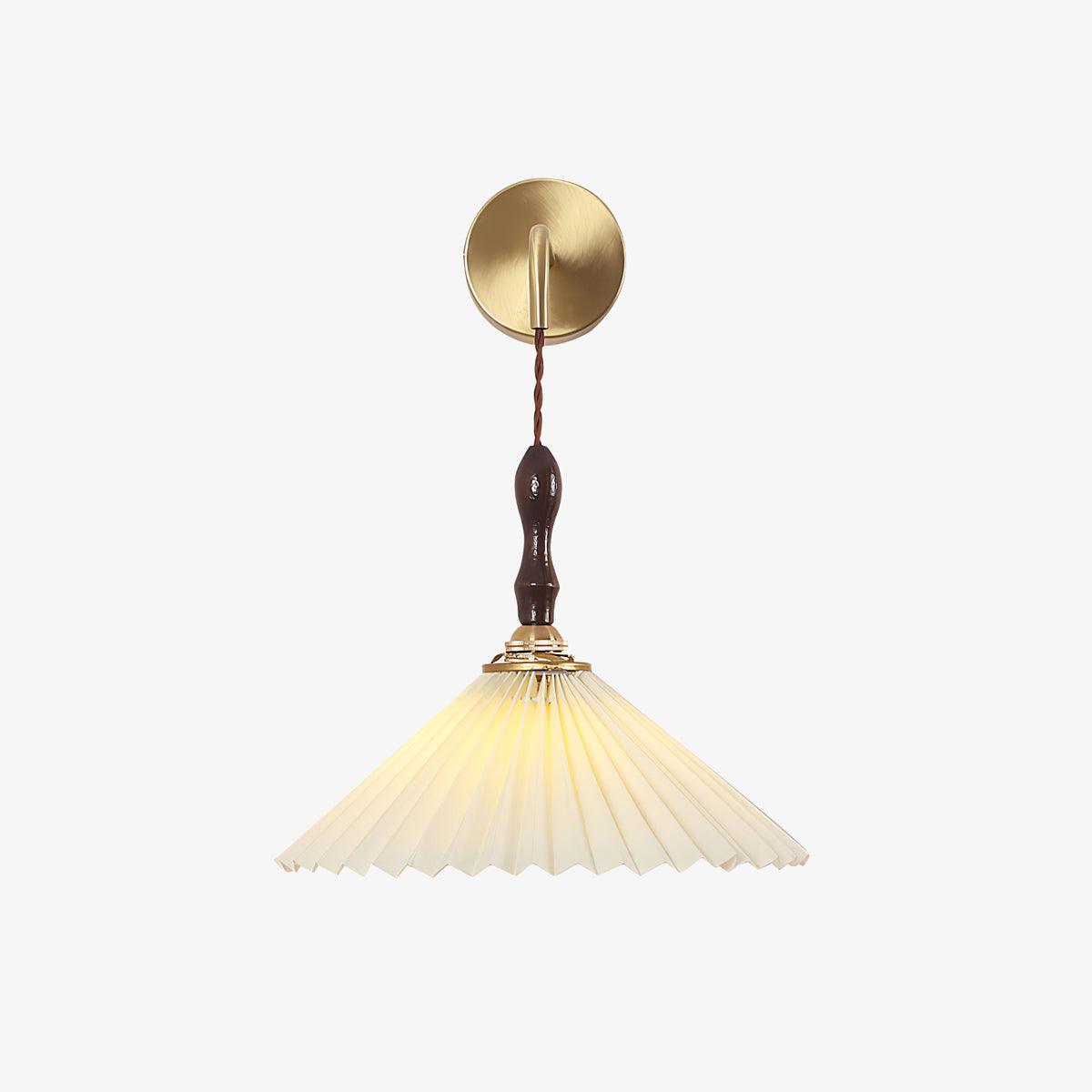 Mordan Premium Elegance Pleated Walnut Wooden Wall Lamp-Neutral Decor