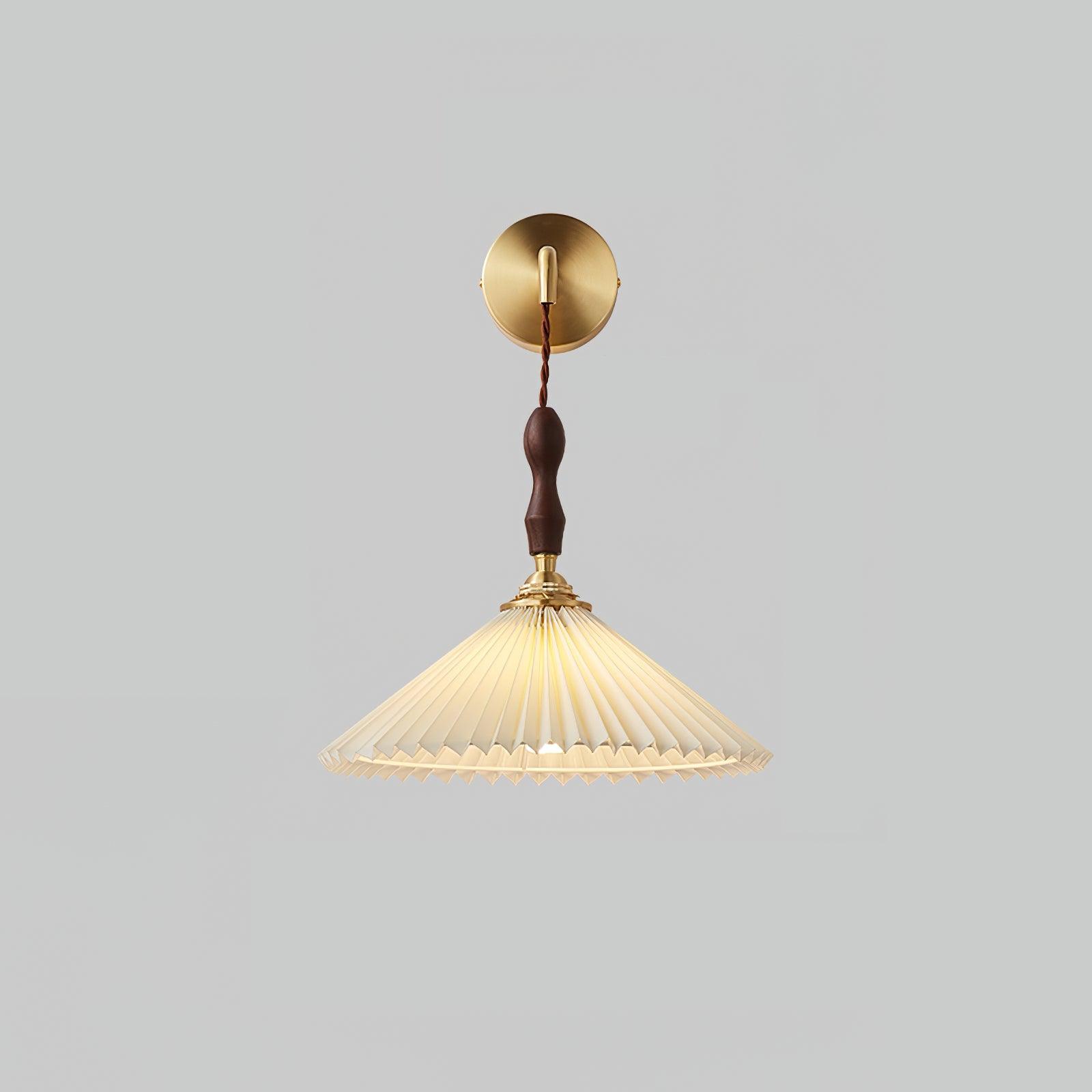 Mordan Premium Elegance Pleated Walnut Wooden Wall Lamp-Neutral Decor