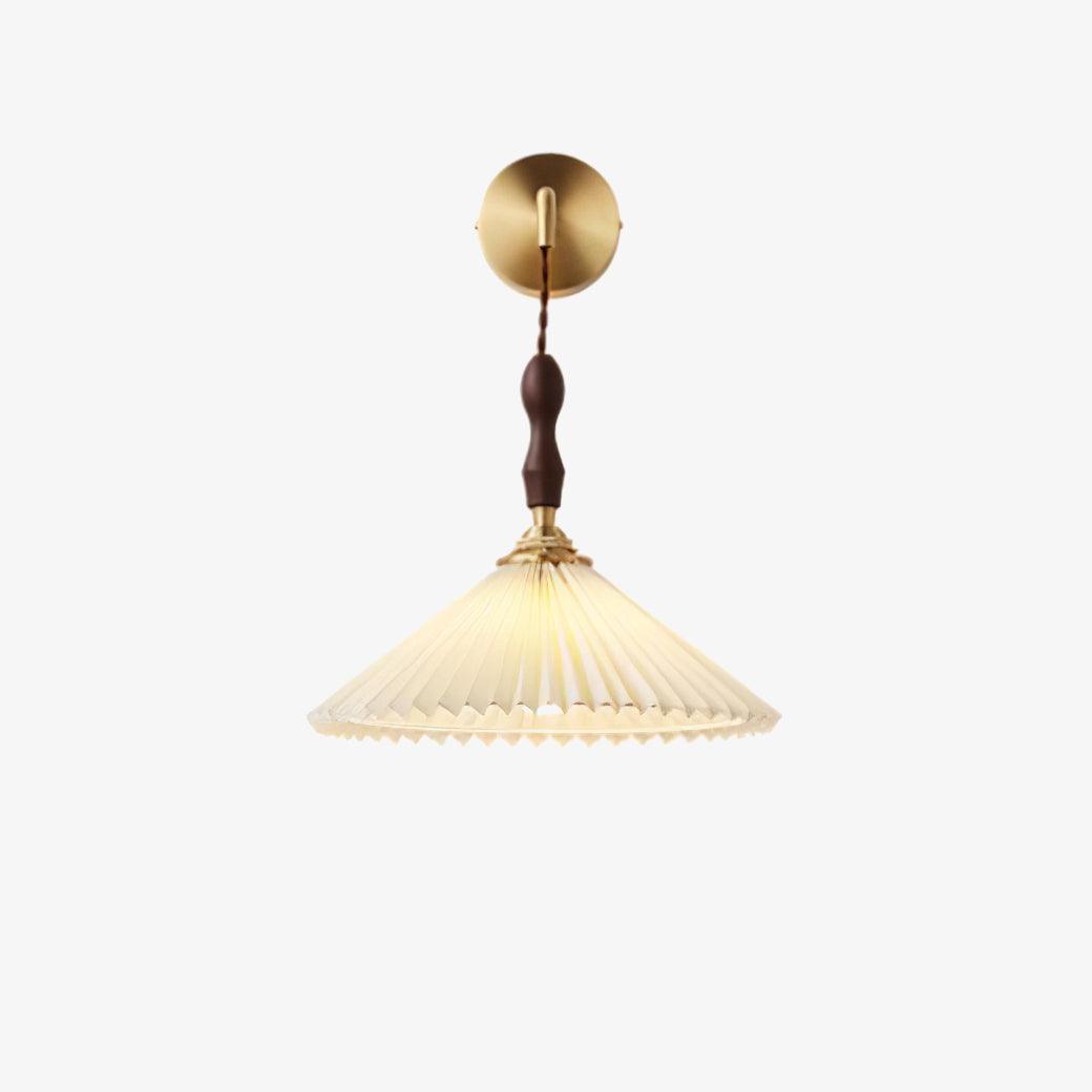 Mordan Premium Elegance Pleated Walnut Wooden Wall Lamp-Neutral Decor