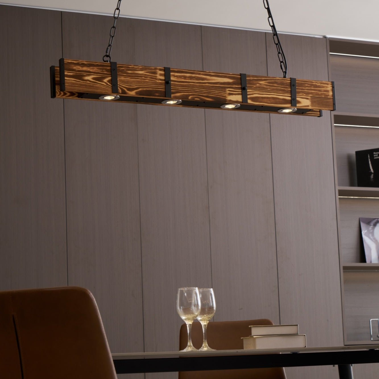 Lustra Chandelier Pleva Linear Natural Wood-Neutral Decor