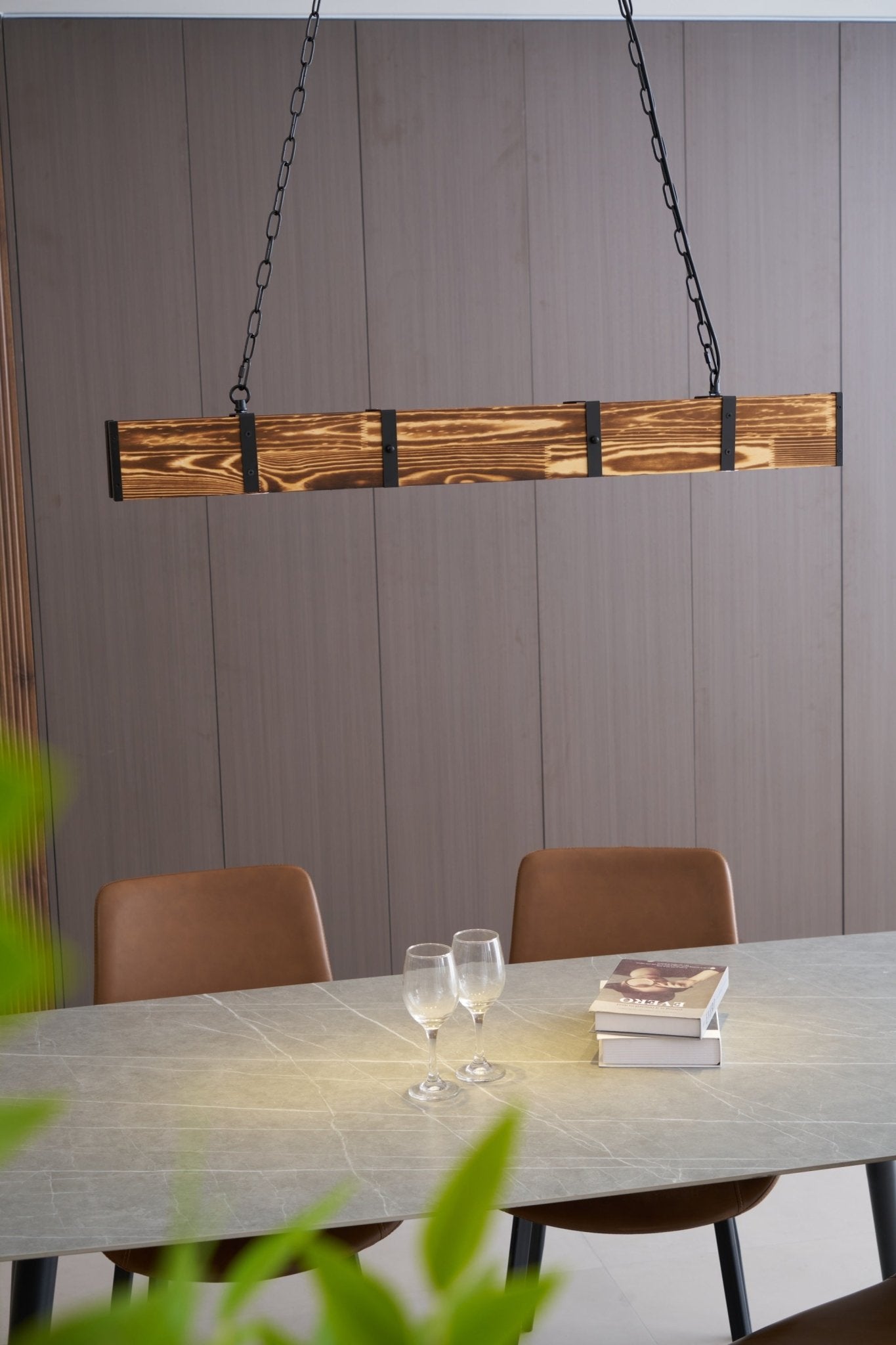 Lustra Chandelier Pleva Linear Natural Wood-Neutral Decor