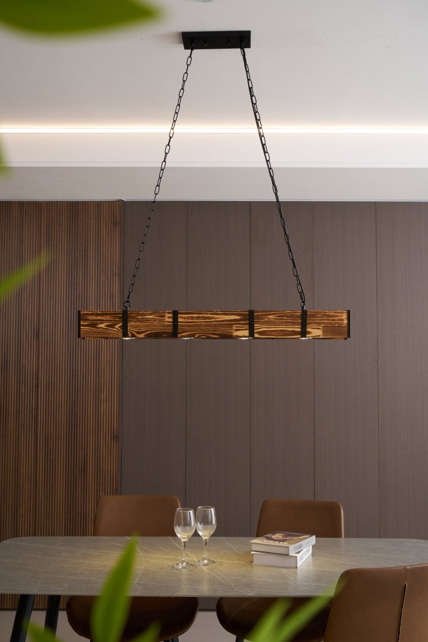 Lustra Chandelier Pleva Linear Natural Wood-Neutral Decor