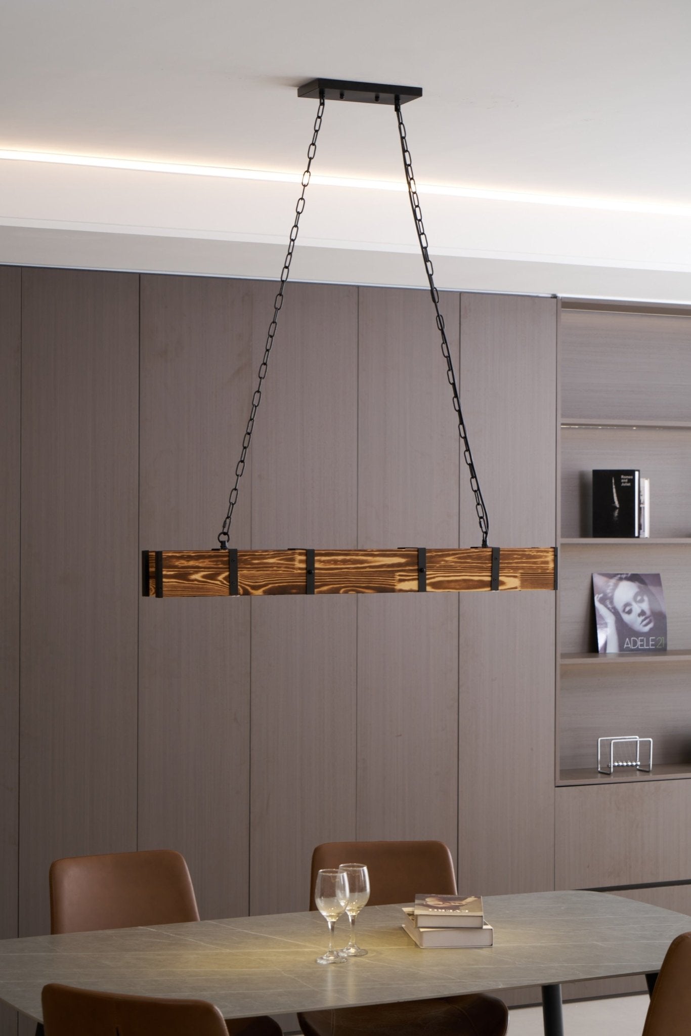 Lustra Chandelier Pleva Linear Natural Wood-Neutral Decor