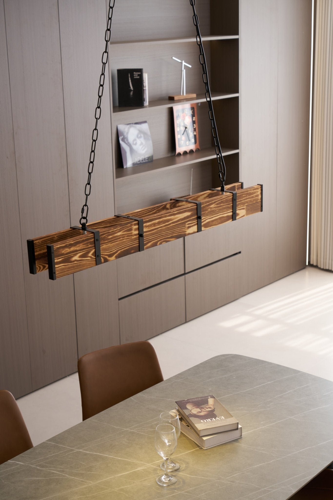 Lustra Chandelier Pleva Linear Natural Wood-Neutral Decor
