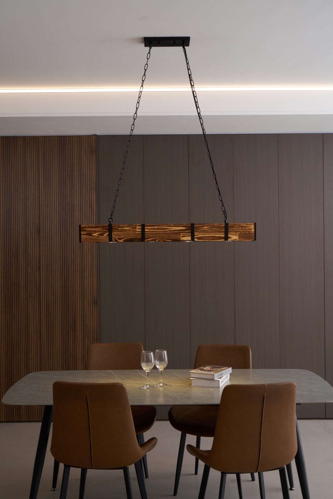 Lustra Chandelier Pleva Linear Natural Wood-Neutral Decor