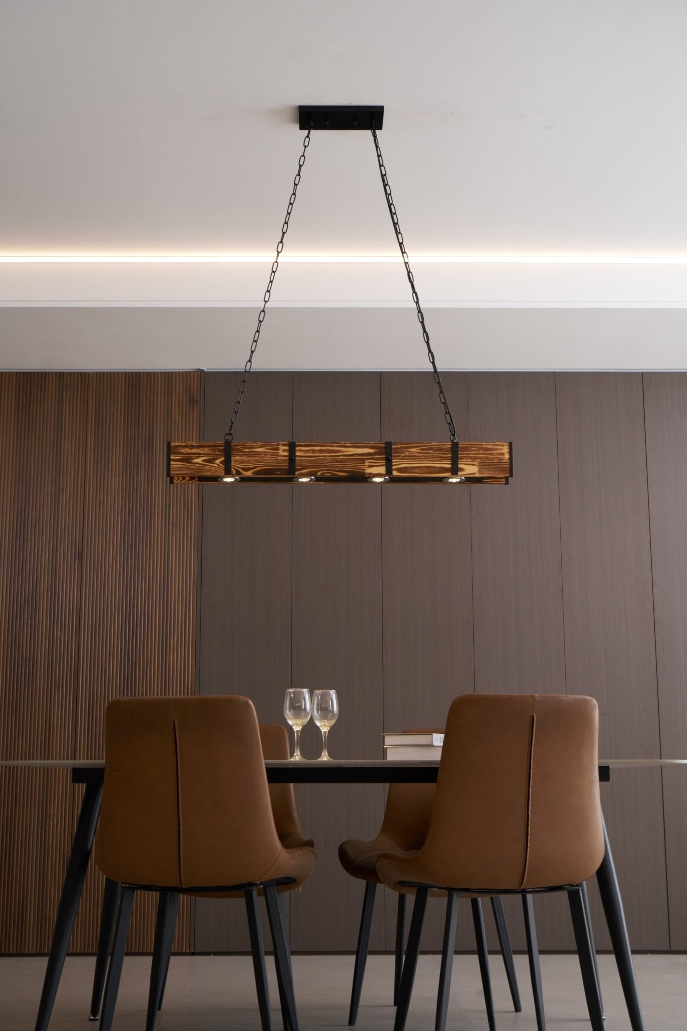 Lustra Chandelier Pleva Linear Natural Wood-Neutral Decor