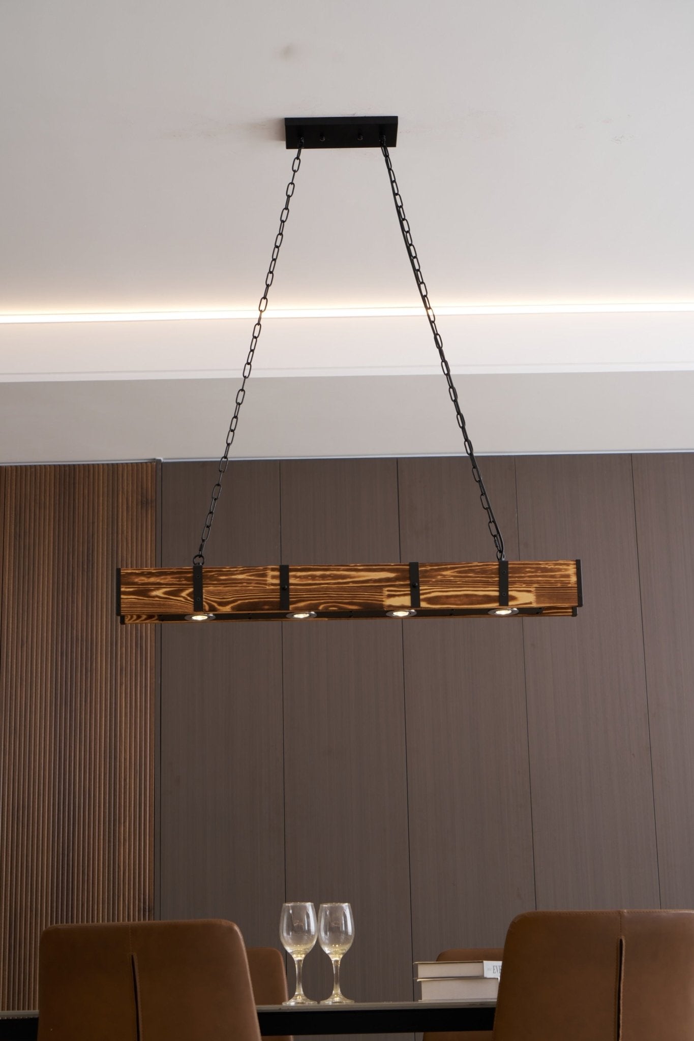 Lustra Chandelier Pleva Linear Natural Wood-Neutral Decor