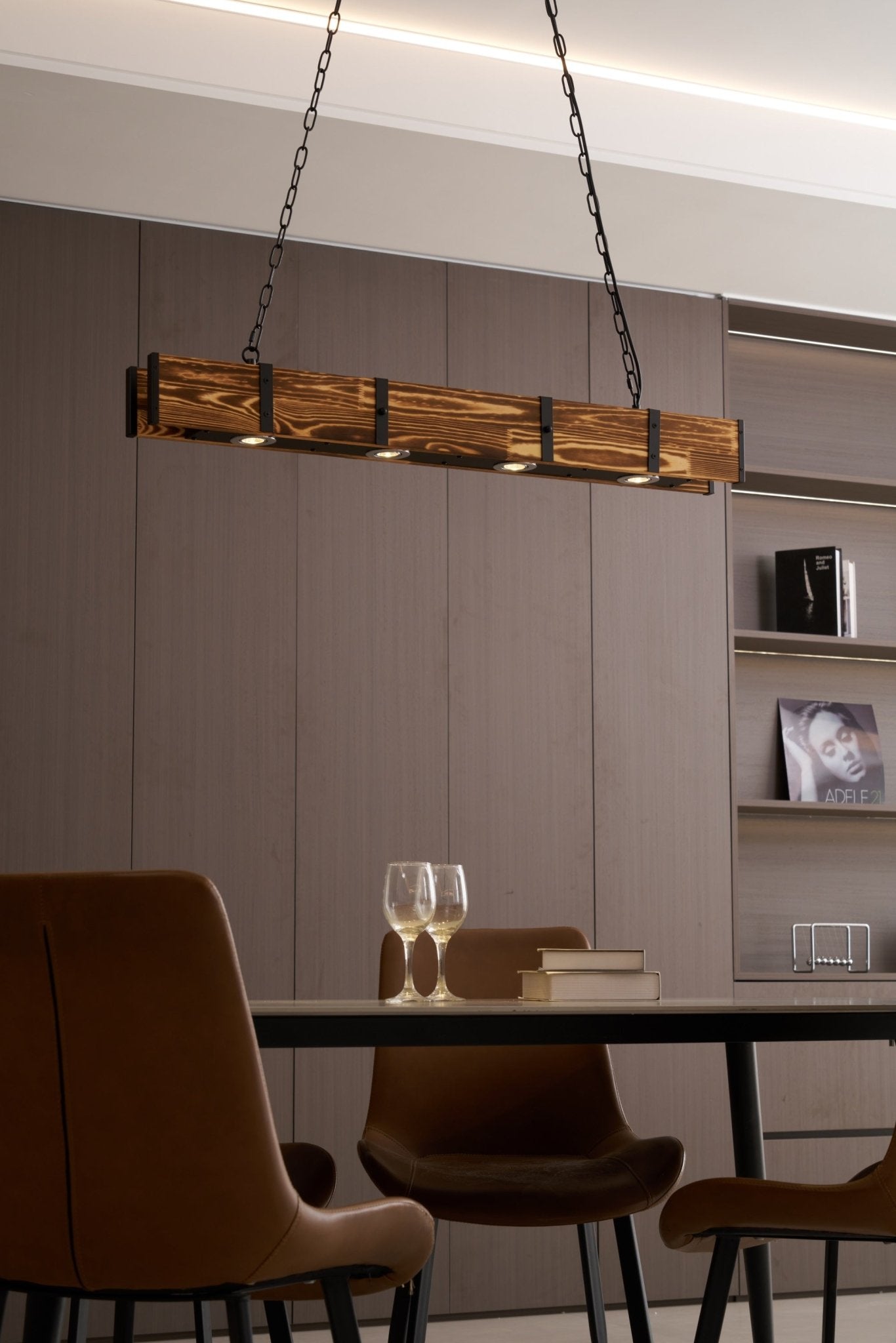 Lustra Chandelier Pleva Linear Natural Wood-Neutral Decor