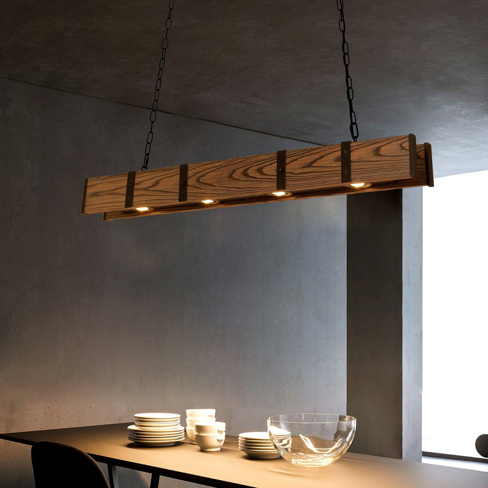 Lustra Chandelier Pleva Linear Natural Wood-Neutral Decor