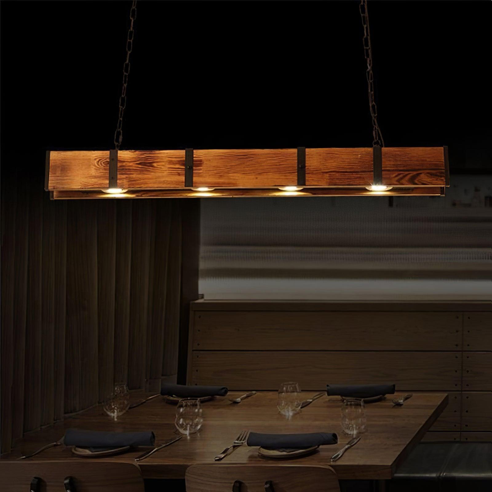 Lustra Chandelier Pleva Linear Natural Wood-Neutral Decor