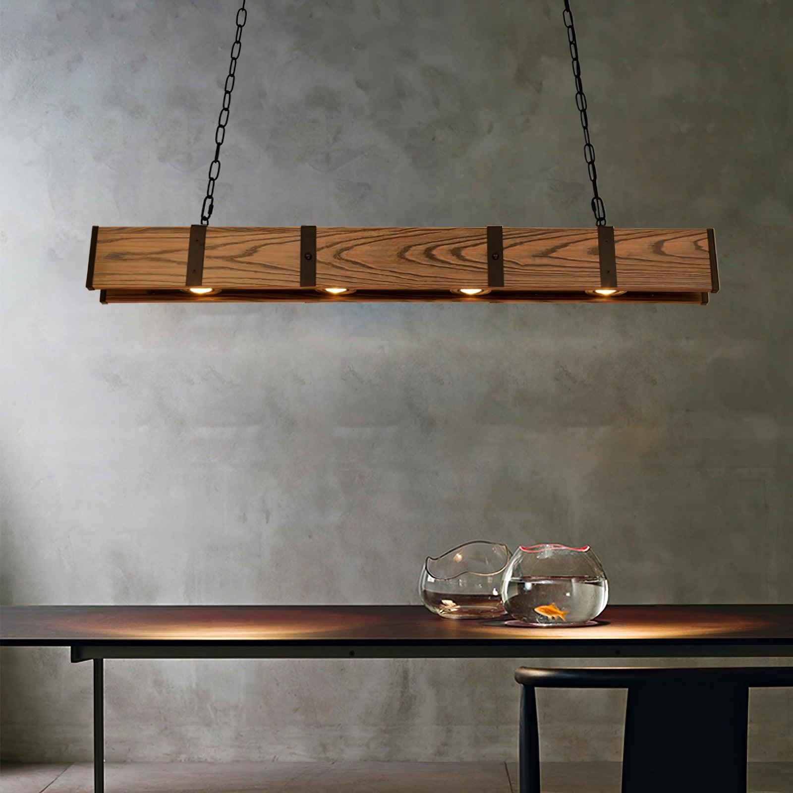 Lustra Chandelier Pleva Linear Natural Wood-Neutral Decor