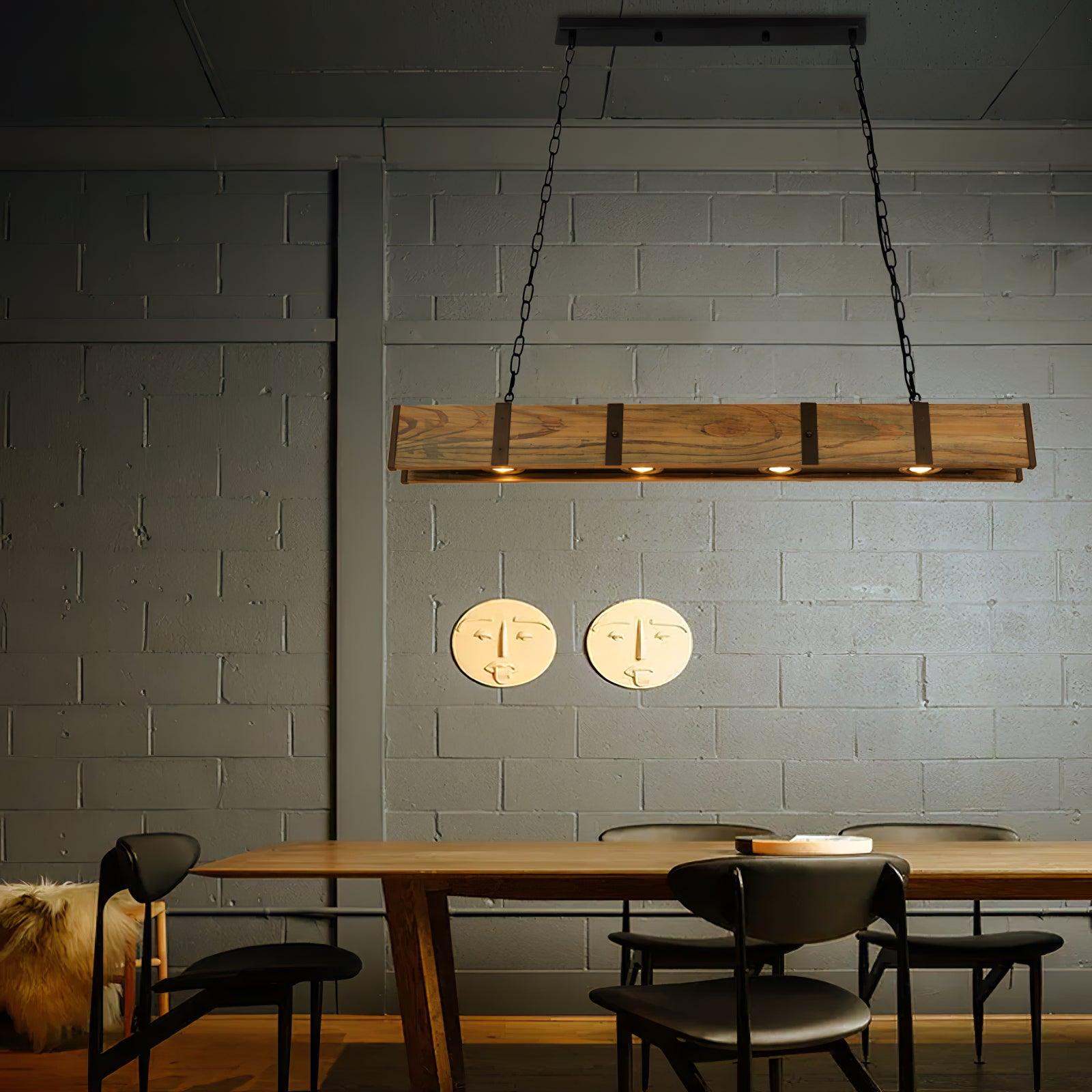 Lustra Chandelier Pleva Linear Natural Wood-Neutral Decor