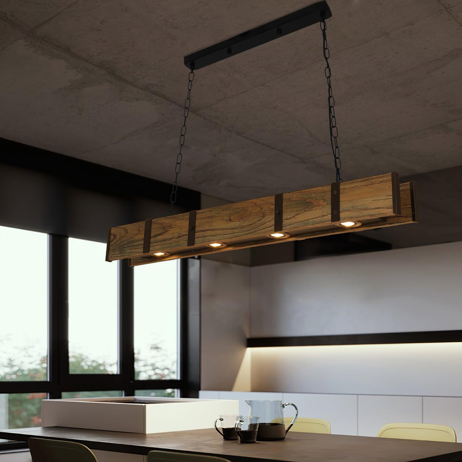 Lustra Chandelier Pleva Linear Natural Wood-Neutral Decor