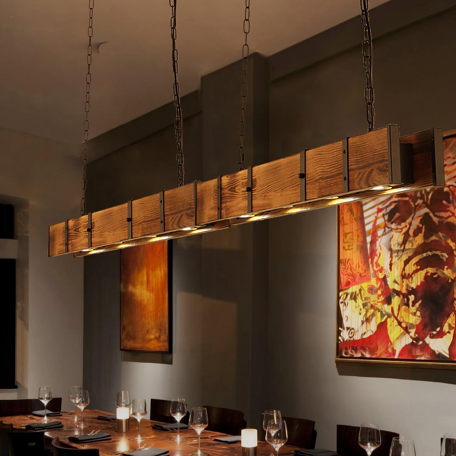 Lustra Chandelier Pleva Linear Natural Wood-Neutral Decor