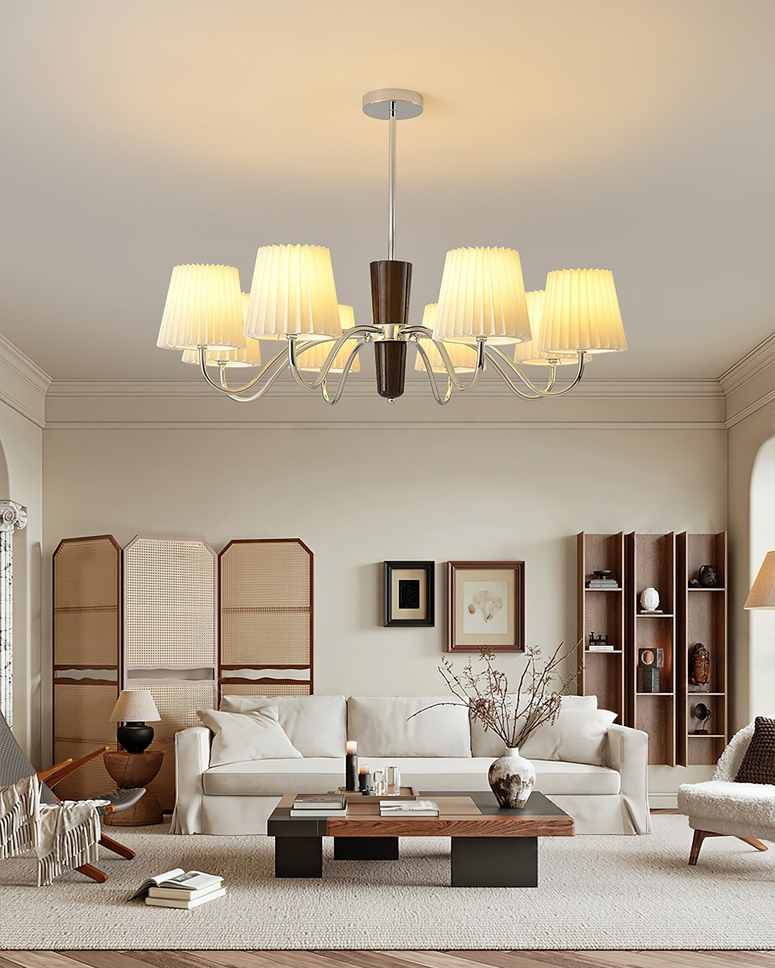Aurora Chandelier Pleated Fabric Classic-Neutral Decor