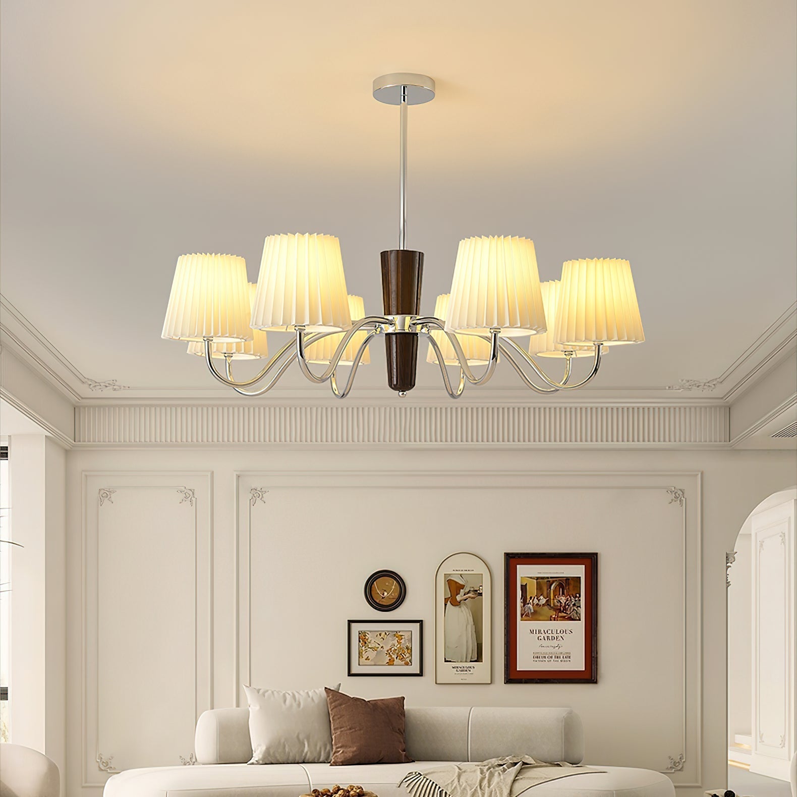 Aurora Chandelier Pleated Fabric Classic-Neutral Decor