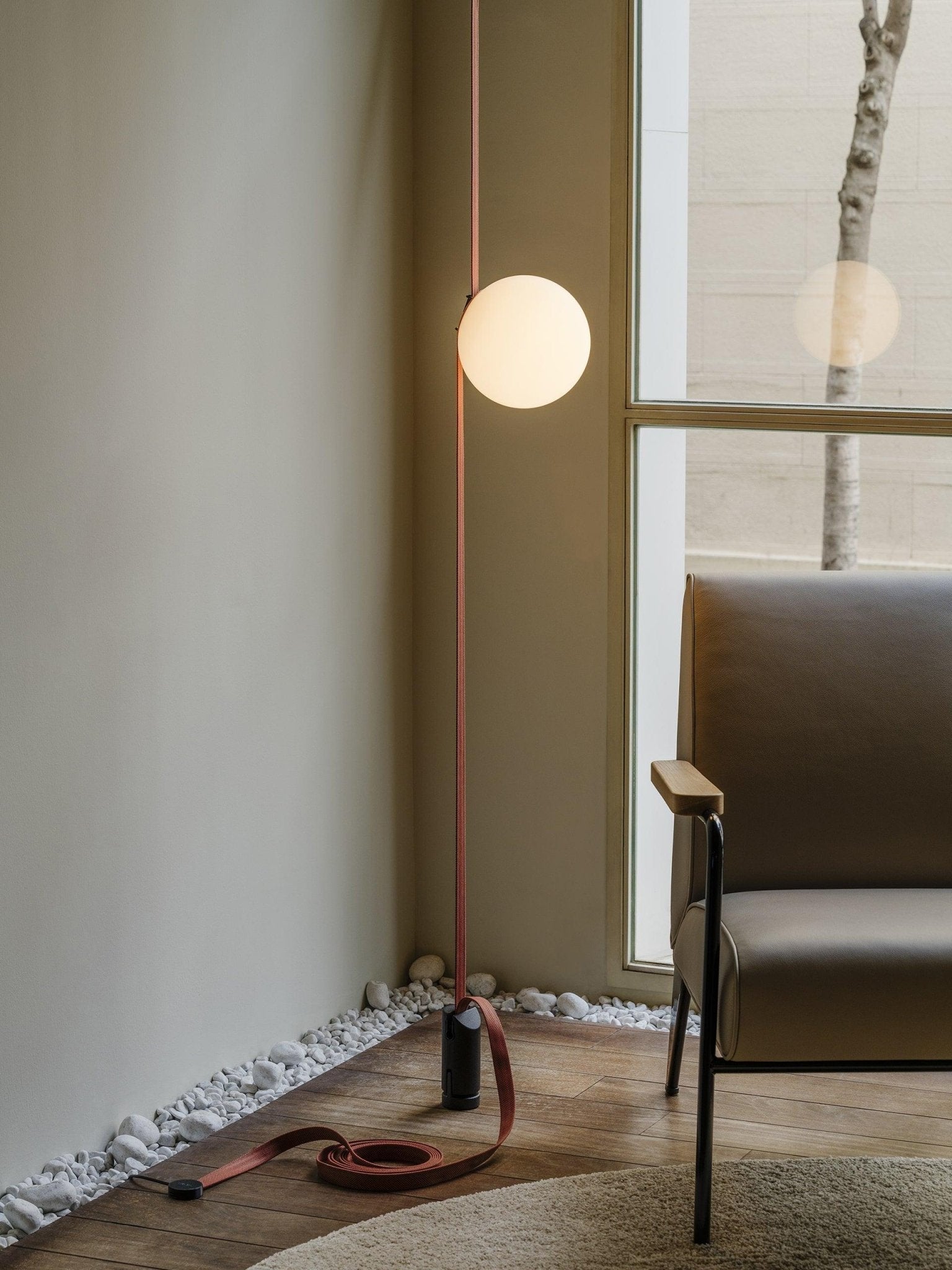 Lustra Pendant Lamp Leather Belt Glass-Neutral Decor