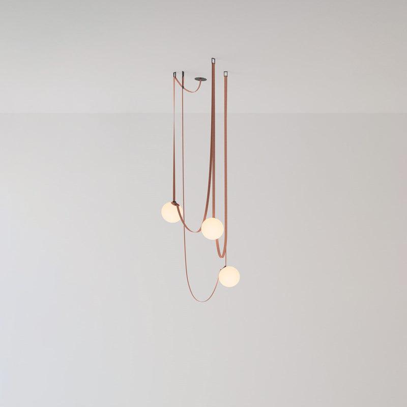 Lustra Pendant Lamp Leather Belt Glass-Neutral Decor