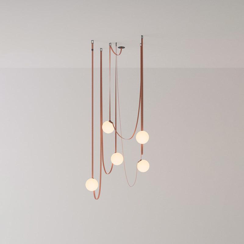 Lustra Pendant Lamp Leather Belt Glass-Neutral Decor