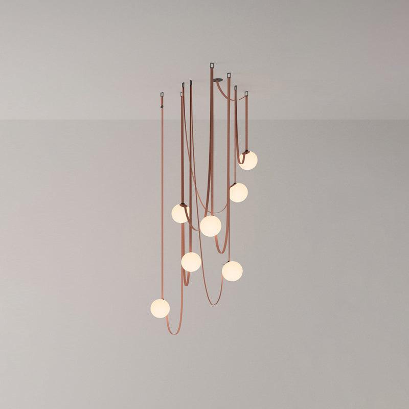 Lustra Pendant Lamp Leather Belt Glass-Neutral Decor