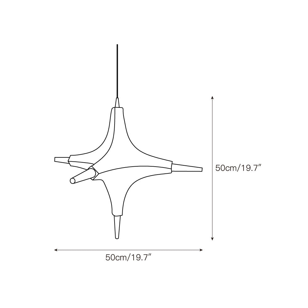 The black version of the Polar Chandelier, providing soft light over a dining table.