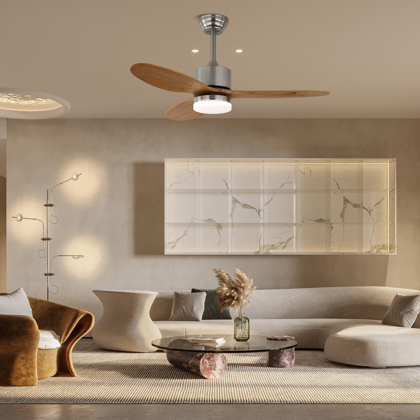 Elara Minimalist Wood Ceiling Fan Light-Neutral Decor