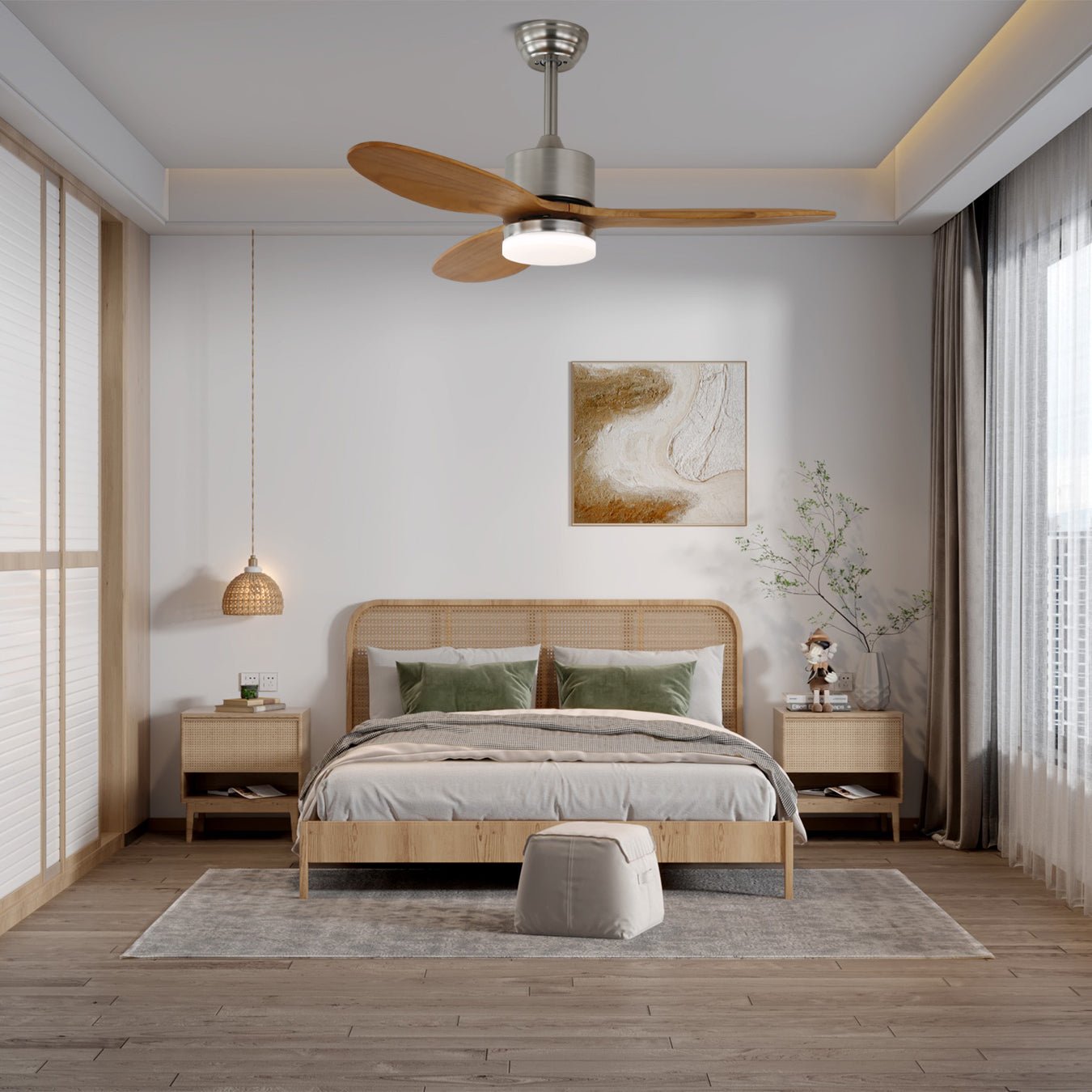 Elara Minimalist Wood Ceiling Fan Light-Neutral Decor