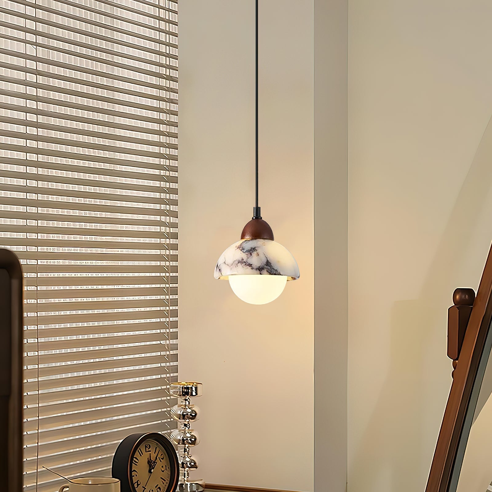 Vilaeisra Wooden Marble Pendant Lamp-Neutral Decor
