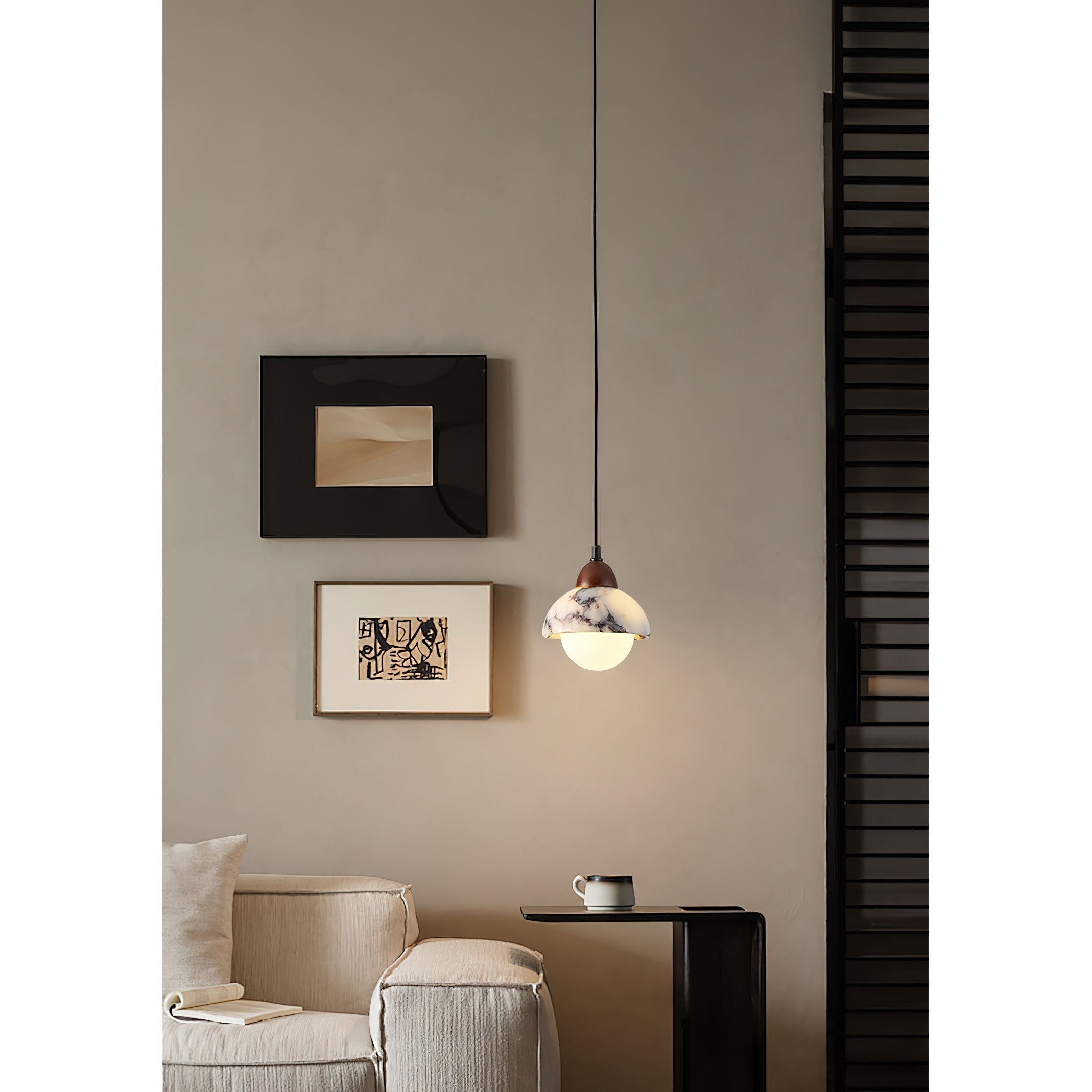 Vilaeisra Wooden Marble Pendant Lamp-Neutral Decor