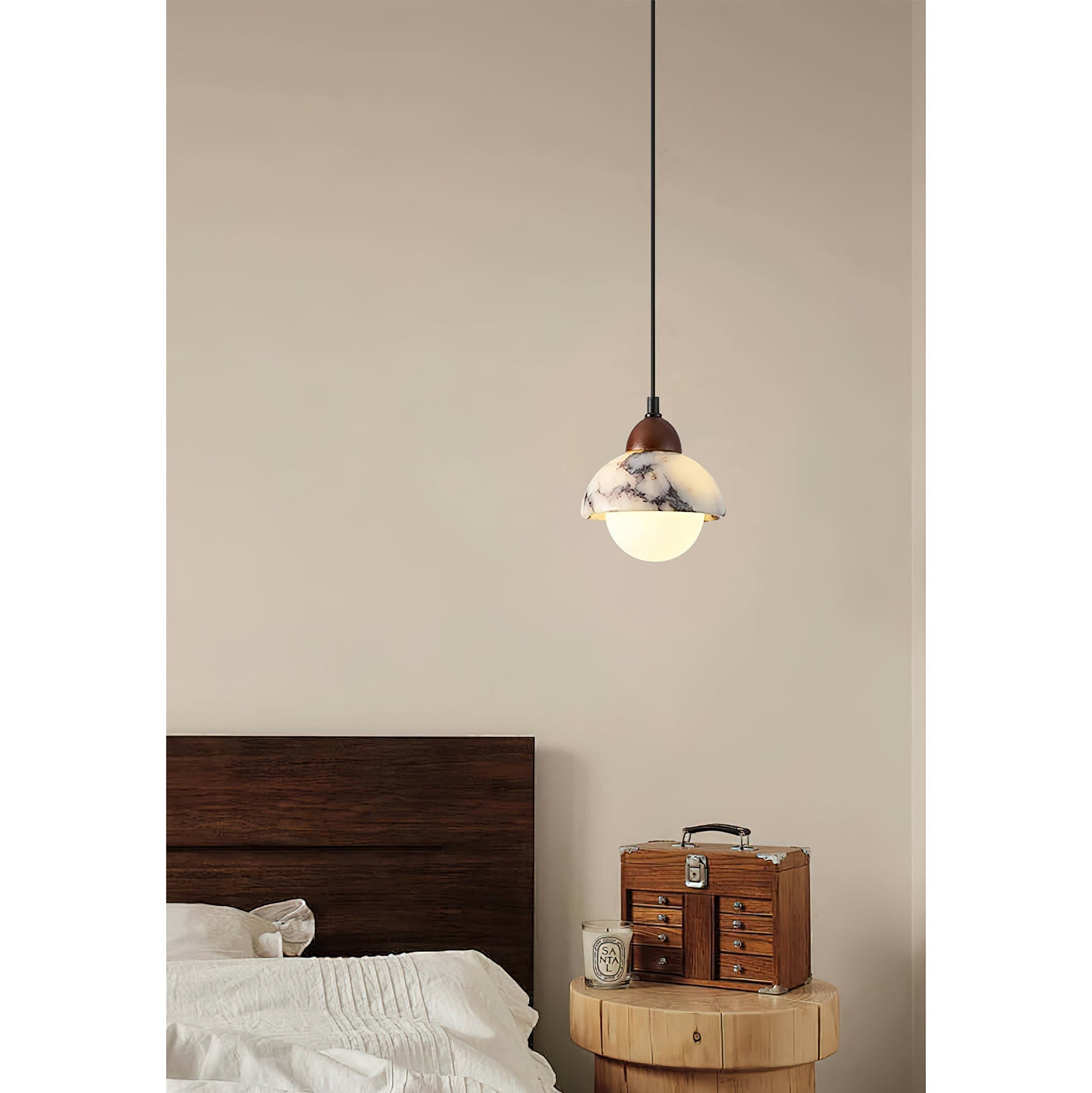 Vilaeisra Wooden Marble Pendant Lamp-Neutral Decor