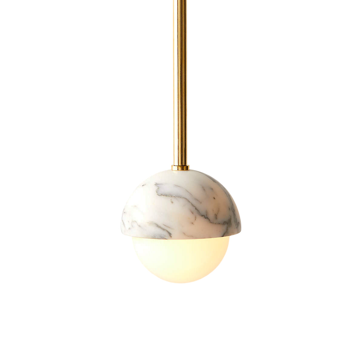 Polaris White Marble Pendant Lamp with brass accents.