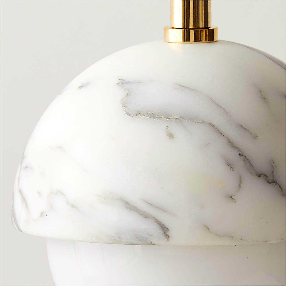 Detail of the translucent glass lampshade and G9 socket.