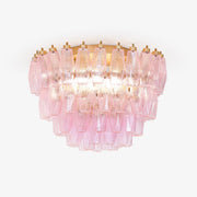Aurora Ceiling Lamp Poliedri Pink Murano Glass Layered Flush Mount-Neutral Decor