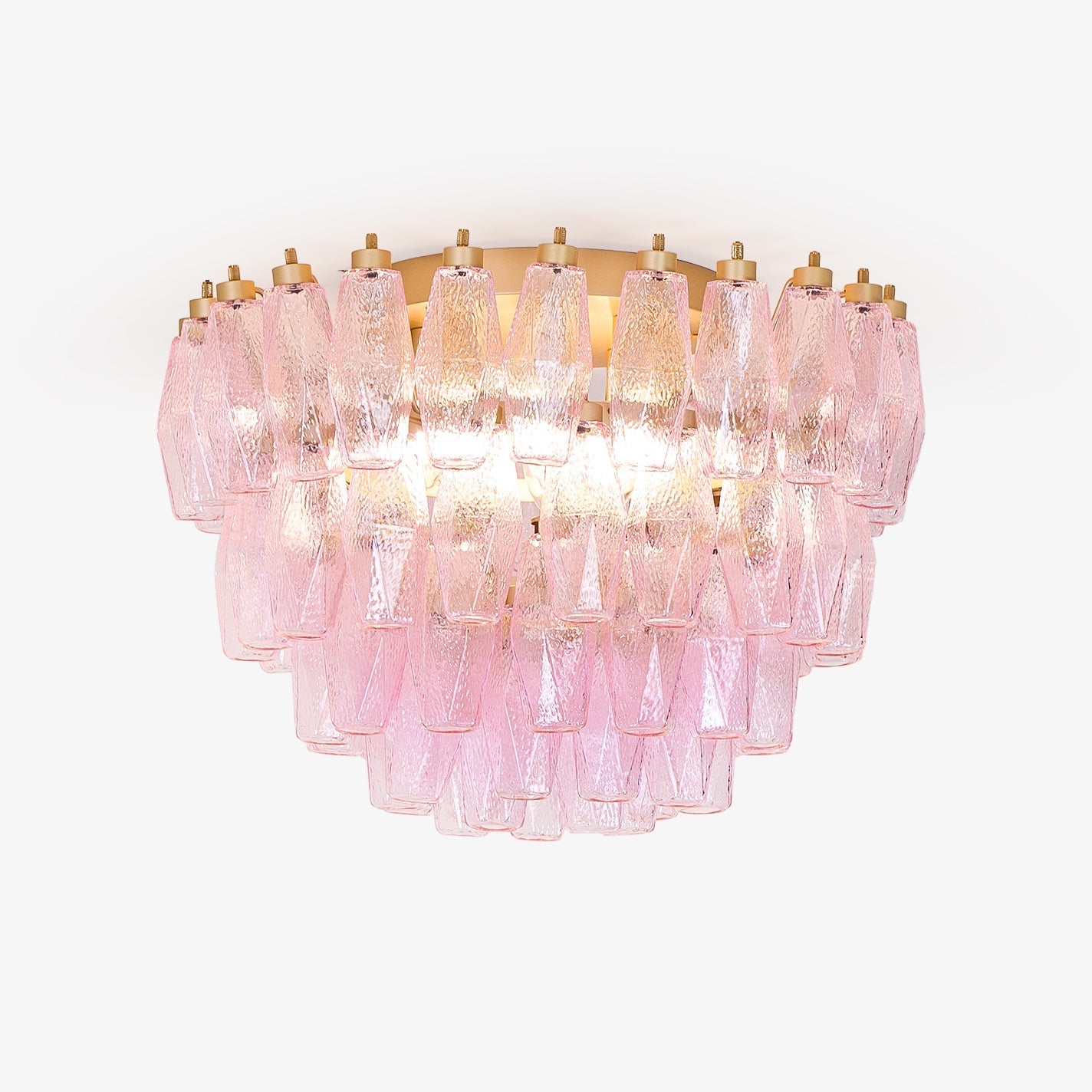 Aurora Ceiling Lamp Poliedri Pink Murano Glass Layered Flush Mount-Neutral Decor