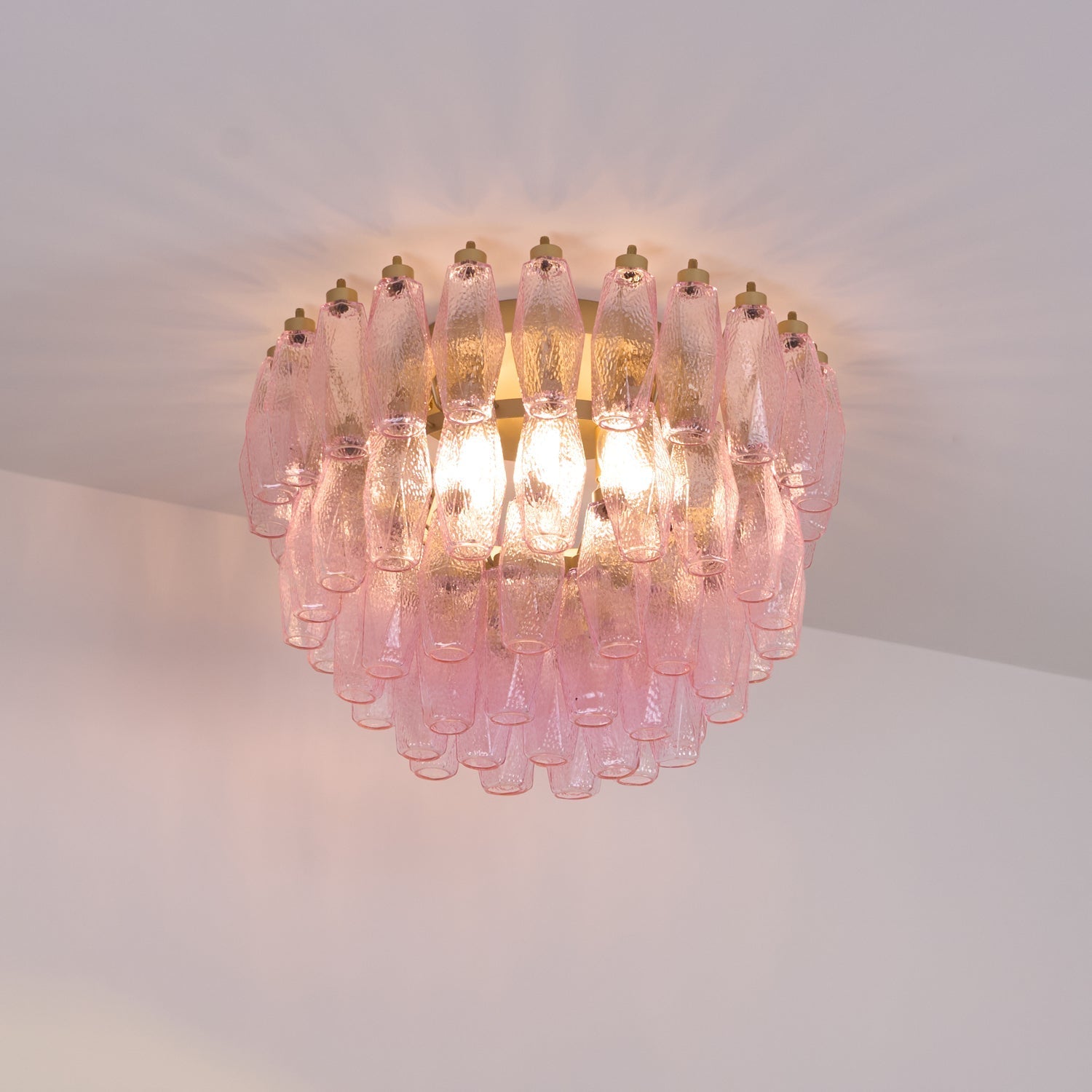 Aurora Ceiling Lamp Poliedri Pink Murano Glass Layered Flush Mount-Neutral Decor