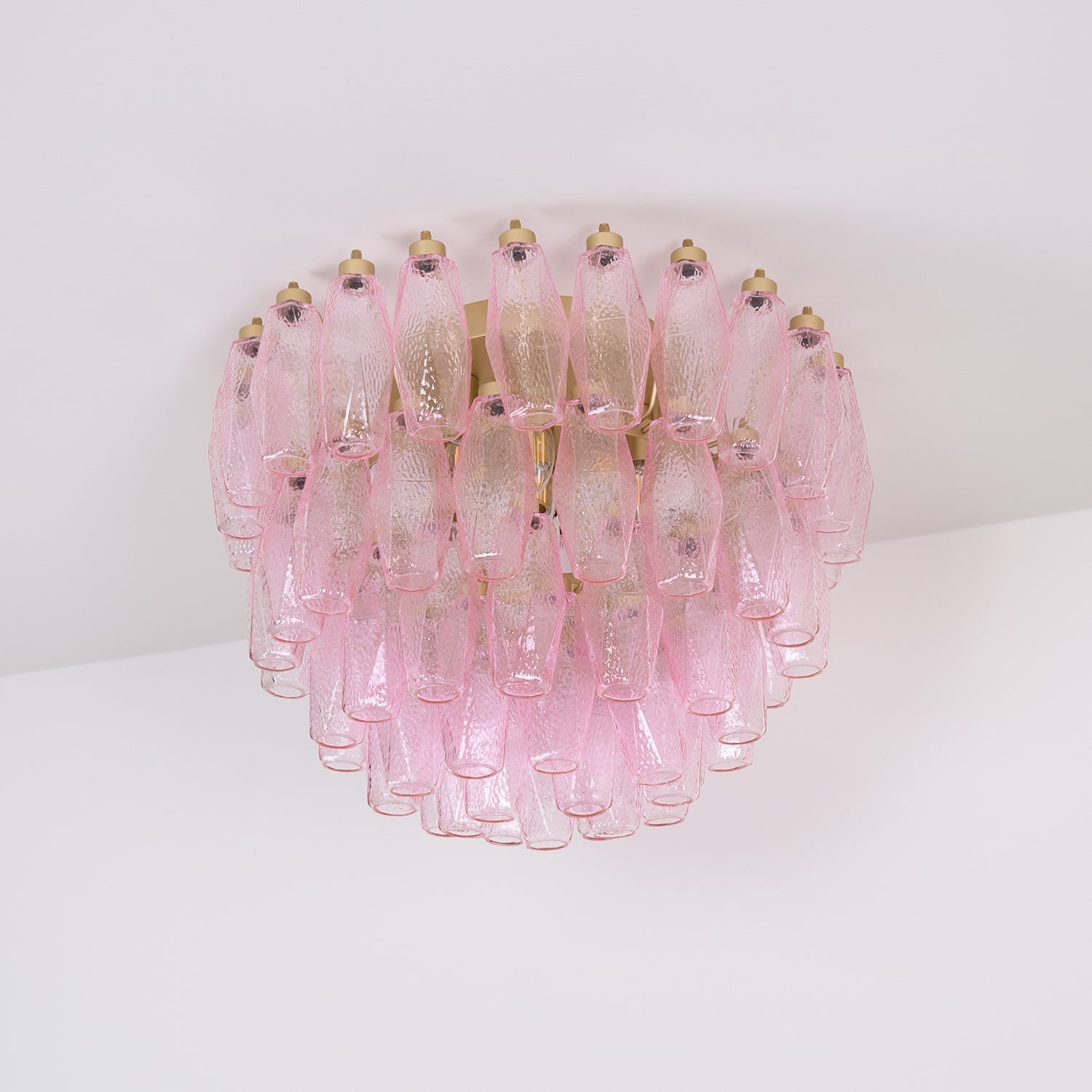 Aurora Ceiling Lamp Poliedri Pink Murano Glass Layered Flush Mount-Neutral Decor