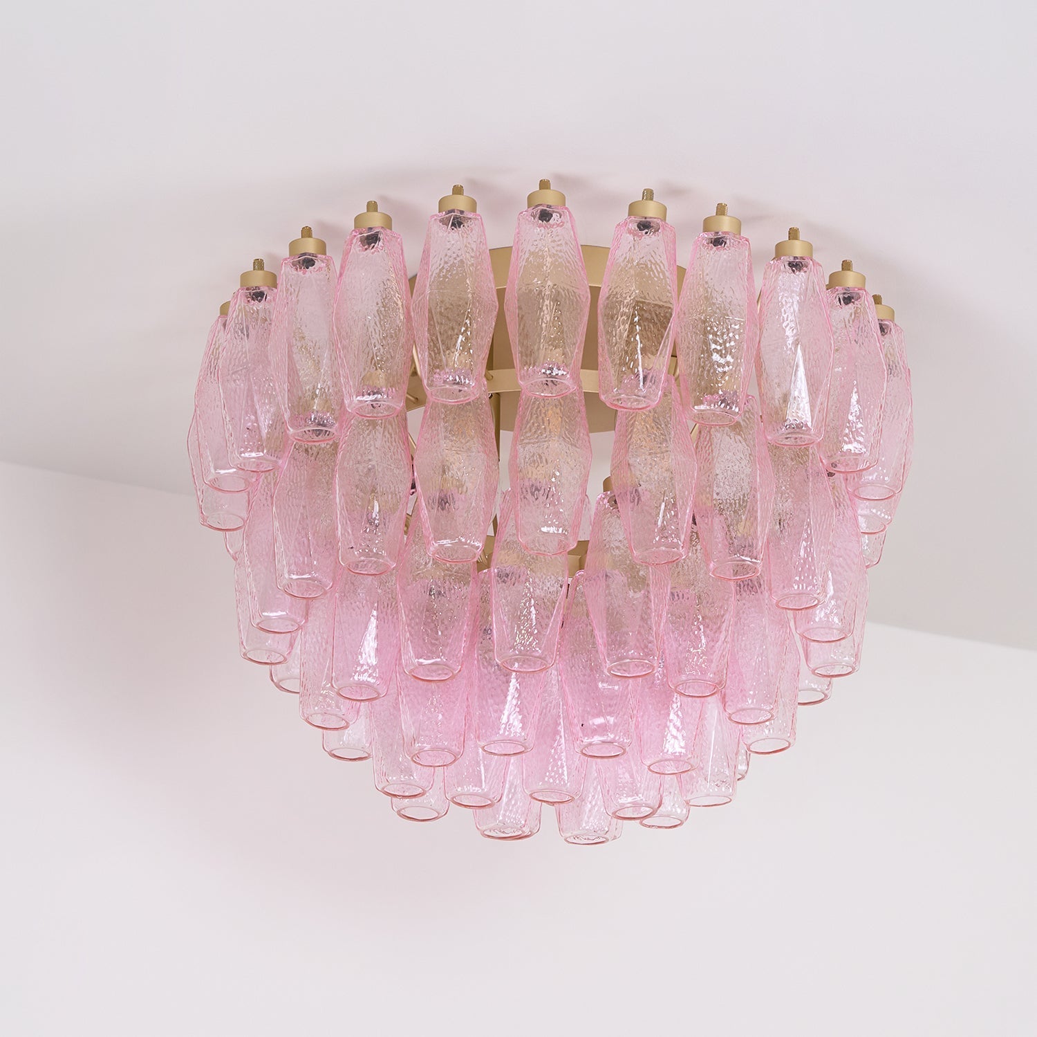 Aurora Ceiling Lamp Poliedri Pink Murano Glass Layered Flush Mount-Neutral Decor