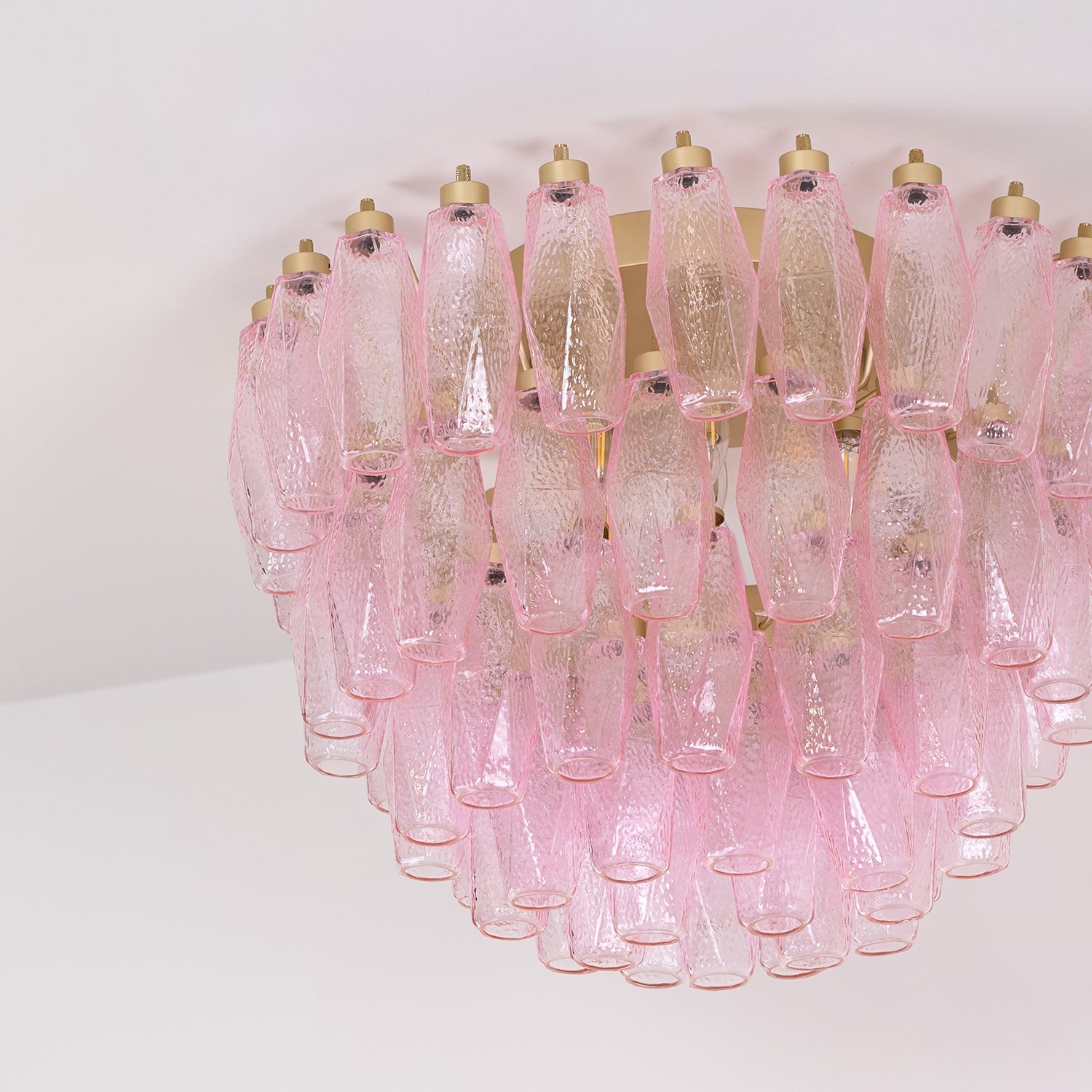 Aurora Ceiling Lamp Poliedri Pink Murano Glass Layered Flush Mount-Neutral Decor