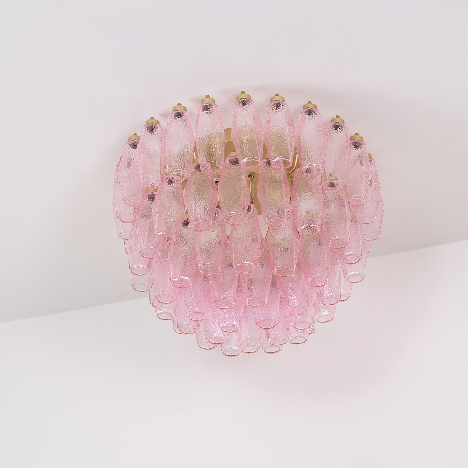Aurora Ceiling Lamp Poliedri Pink Murano Glass Layered Flush Mount-Neutral Decor