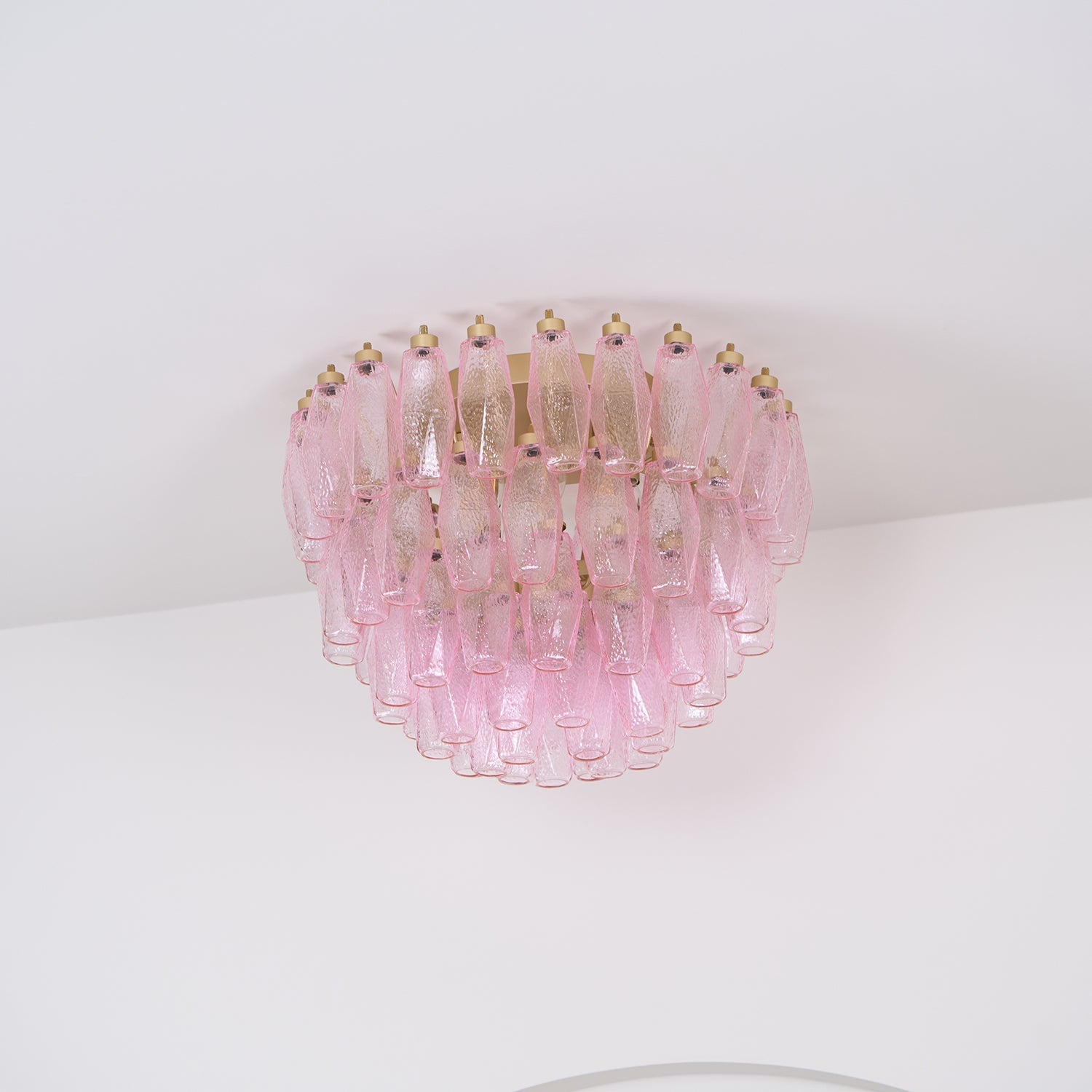 Aurora Ceiling Lamp Poliedri Pink Murano Glass Layered Flush Mount-Neutral Decor