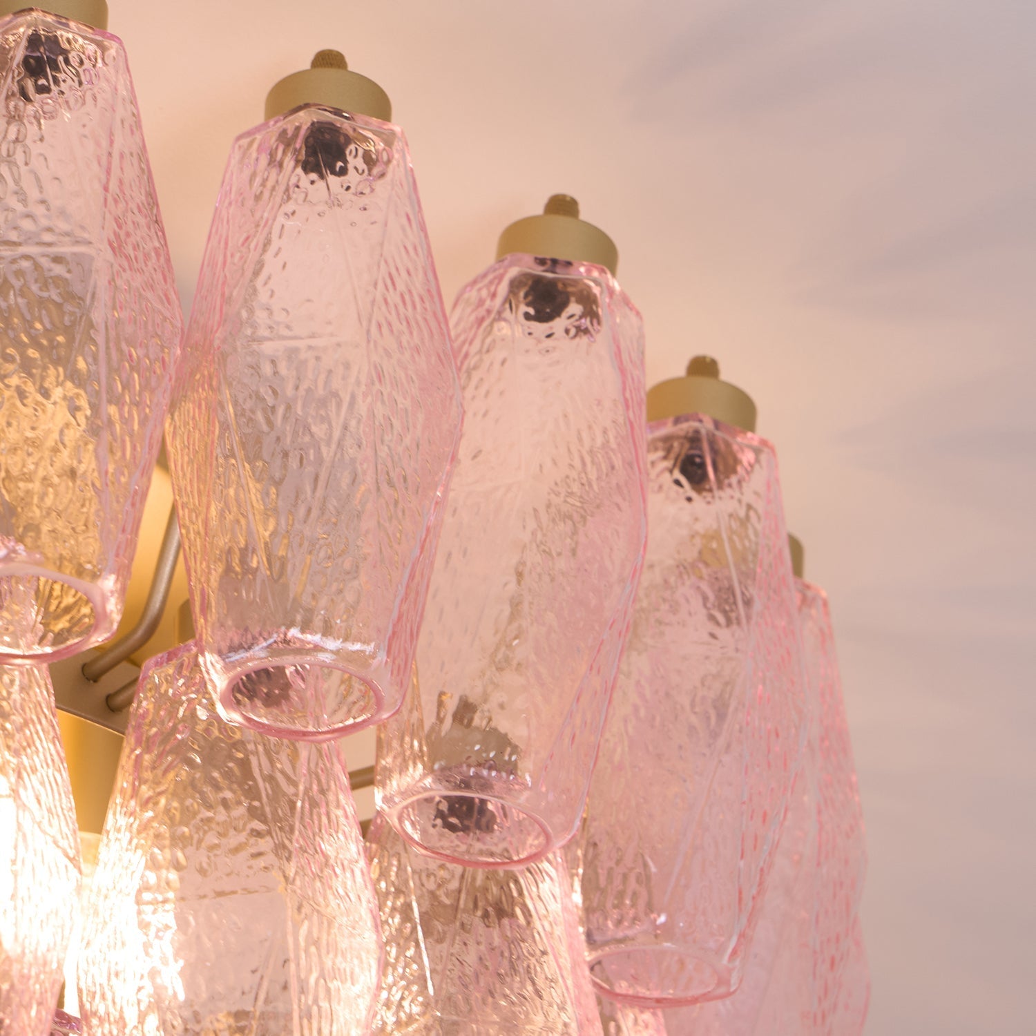 Aurora Ceiling Lamp Poliedri Pink Murano Glass Layered Flush Mount-Neutral Decor