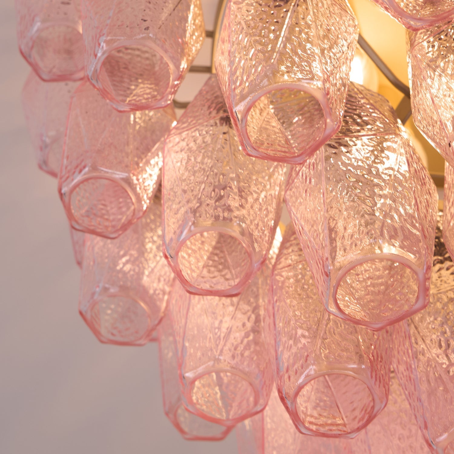 Aurora Ceiling Lamp Poliedri Pink Murano Glass Layered Flush Mount-Neutral Decor