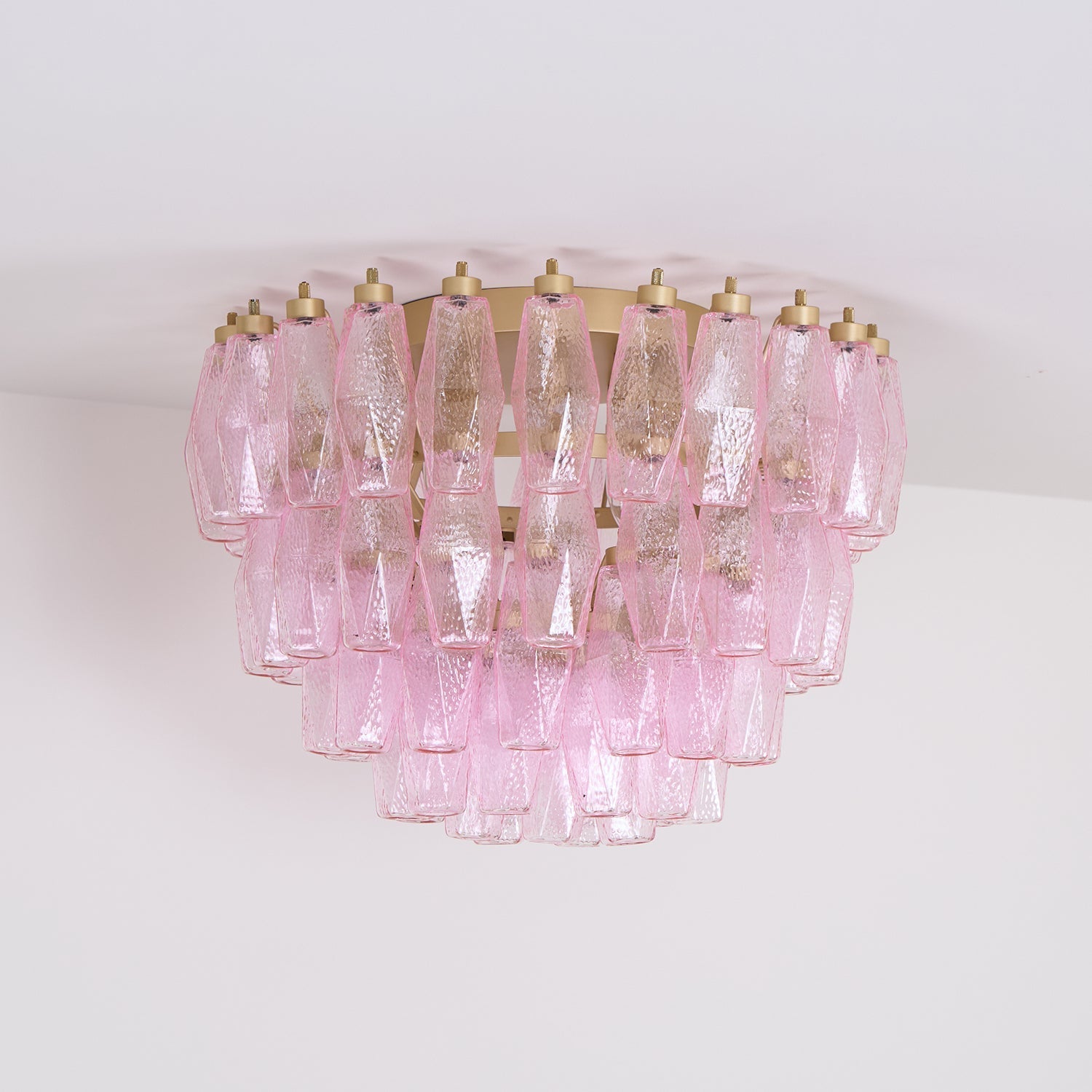 Aurora Ceiling Lamp Poliedri Pink Murano Glass Layered Flush Mount-Neutral Decor