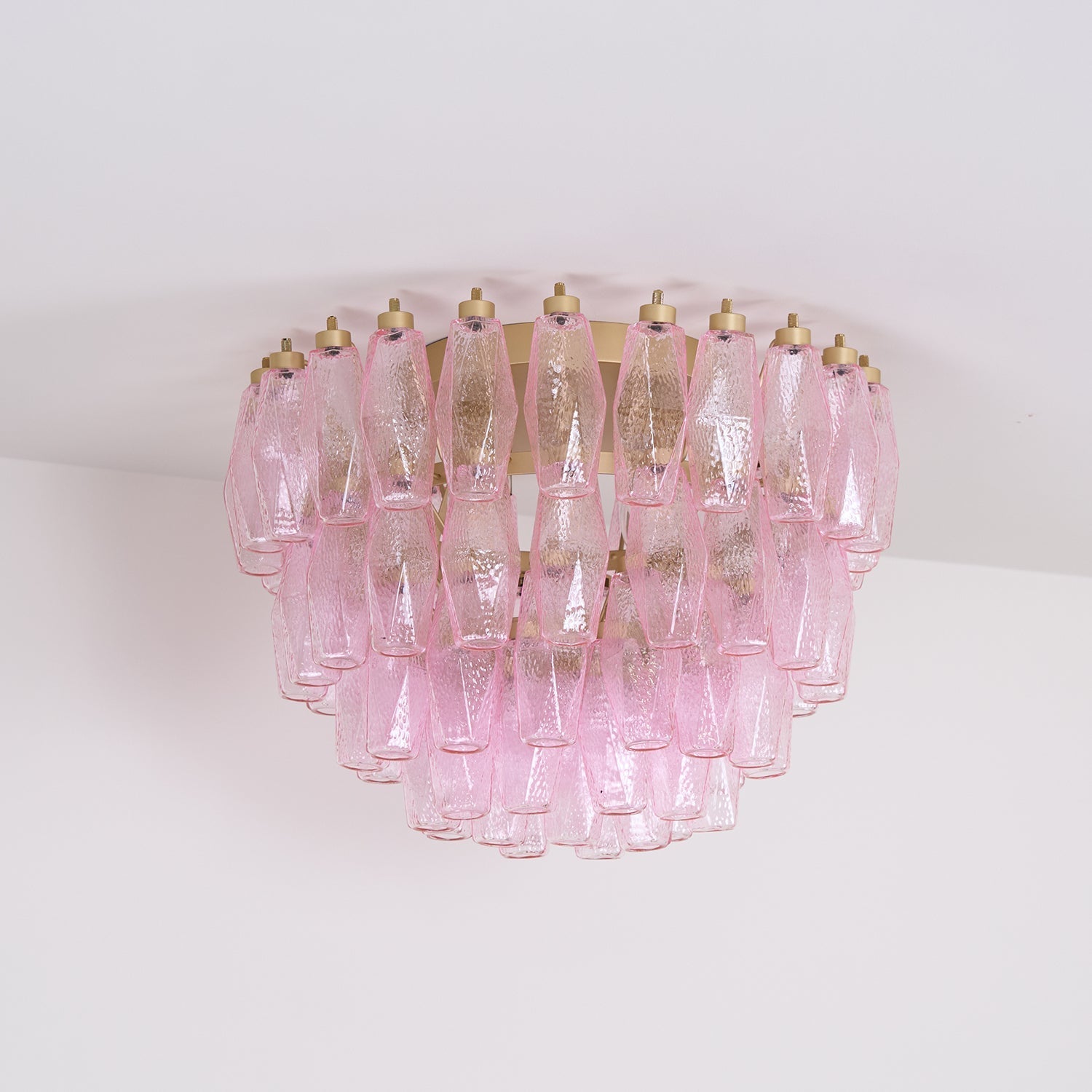 Aurora Ceiling Lamp Poliedri Pink Murano Glass Layered Flush Mount-Neutral Decor