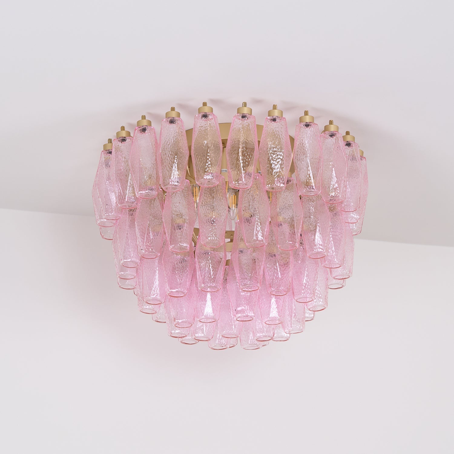 Aurora Ceiling Lamp Poliedri Pink Murano Glass Layered Flush Mount-Neutral Decor