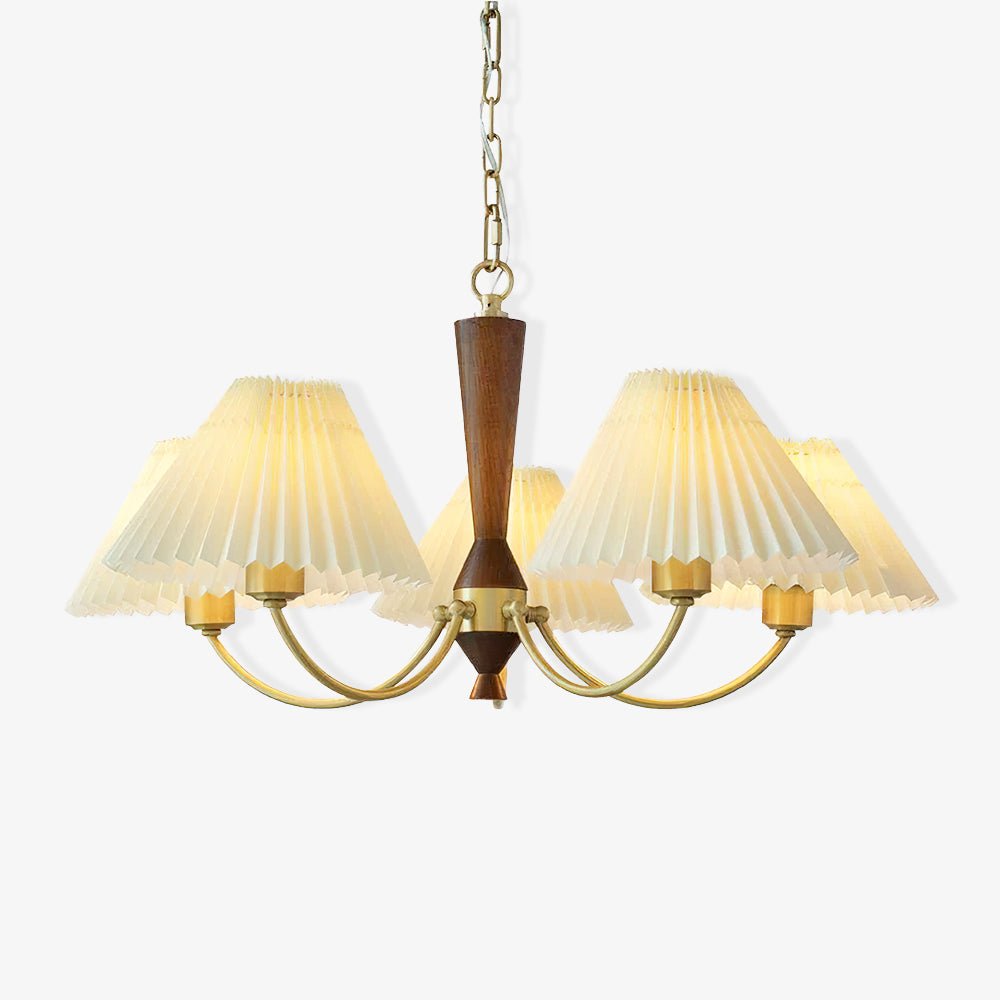 Lustra Chandelier White Pleated Lampshades-Neutral Decor